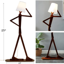 Brown & White Wood Floor Lamp