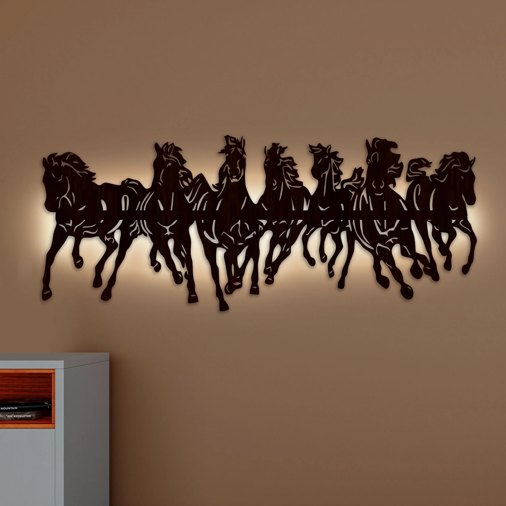 7 Running Horses Backlit Wall Hanging
